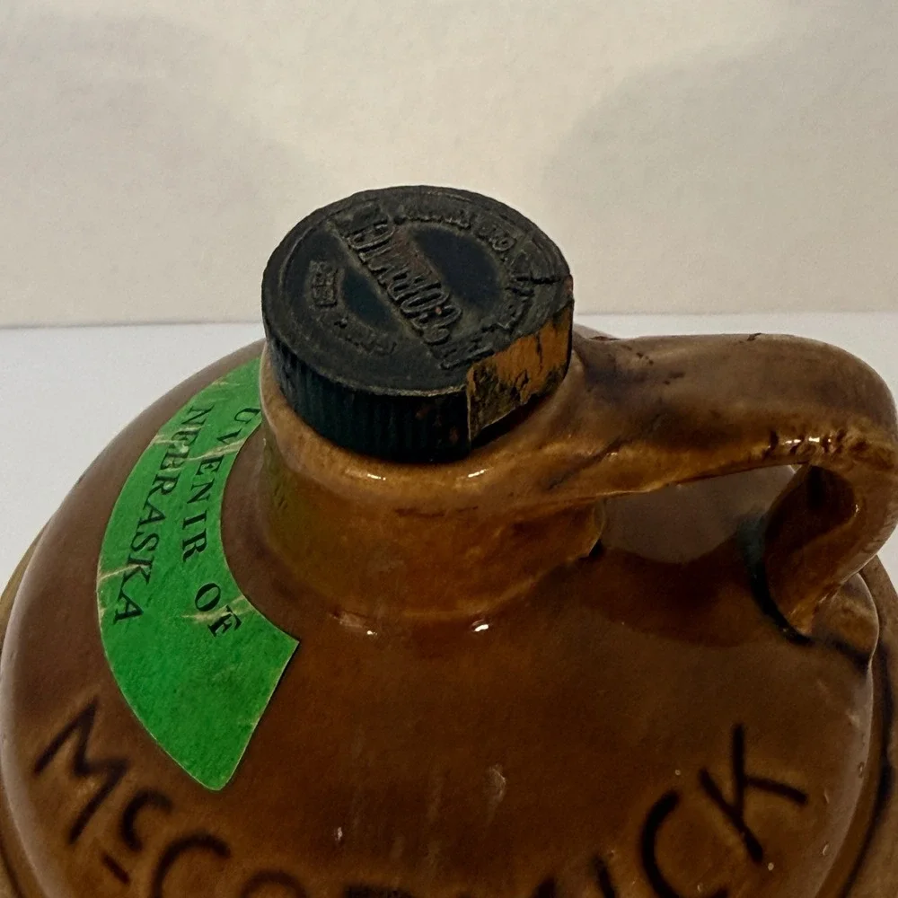 Vtg McCormick Platte Valley Straight Corn Whiskey Stoneware Jug 4/5 Quart *EMPTY